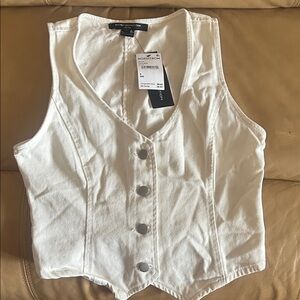 French Connection Cream denim Button-Up Women's vest Blouse